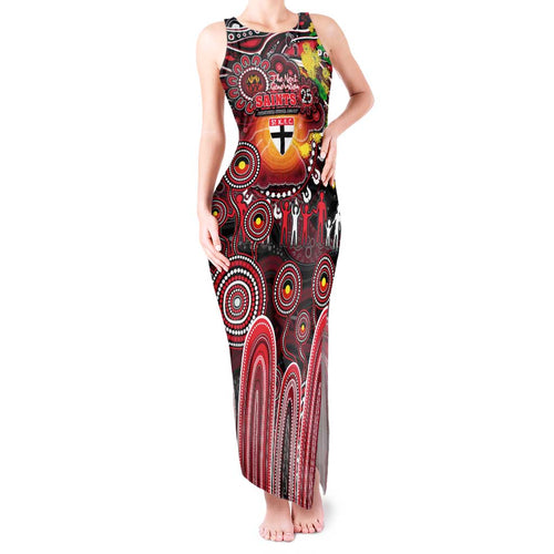 Personalised NAIDOC Week 2025 Saints Football Tank Maxi Dress Aboriginal Dot Painting