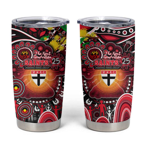 NAIDOC Week 2025 Saints Football Tumbler Cup Aboriginal Dot Painting