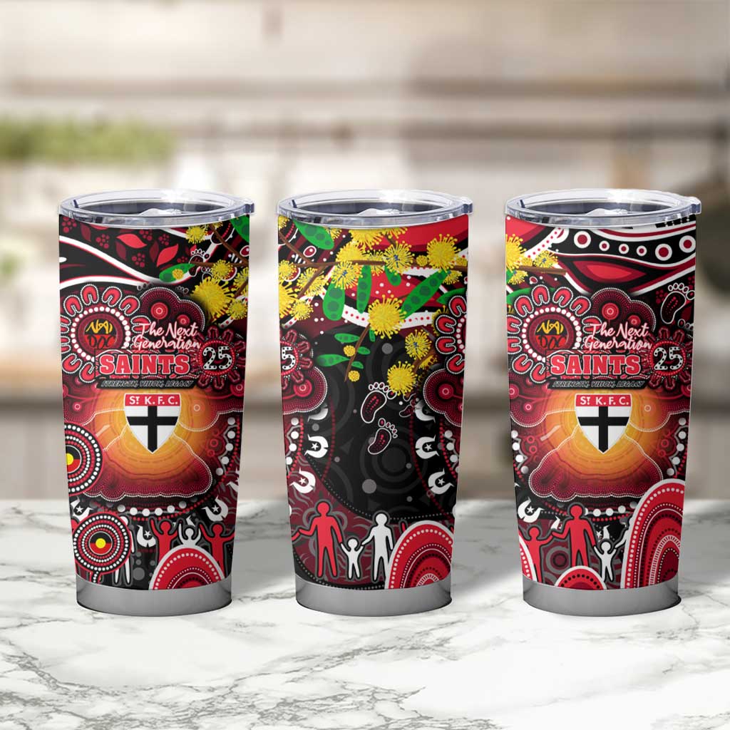 NAIDOC Week 2025 Saints Football Tumbler Cup Aboriginal Dot Painting