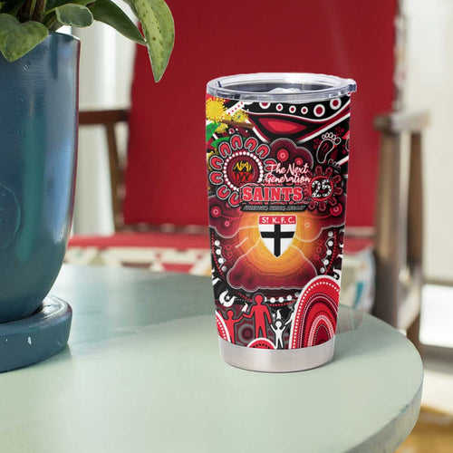 NAIDOC Week 2025 Saints Football Tumbler Cup Aboriginal Dot Painting