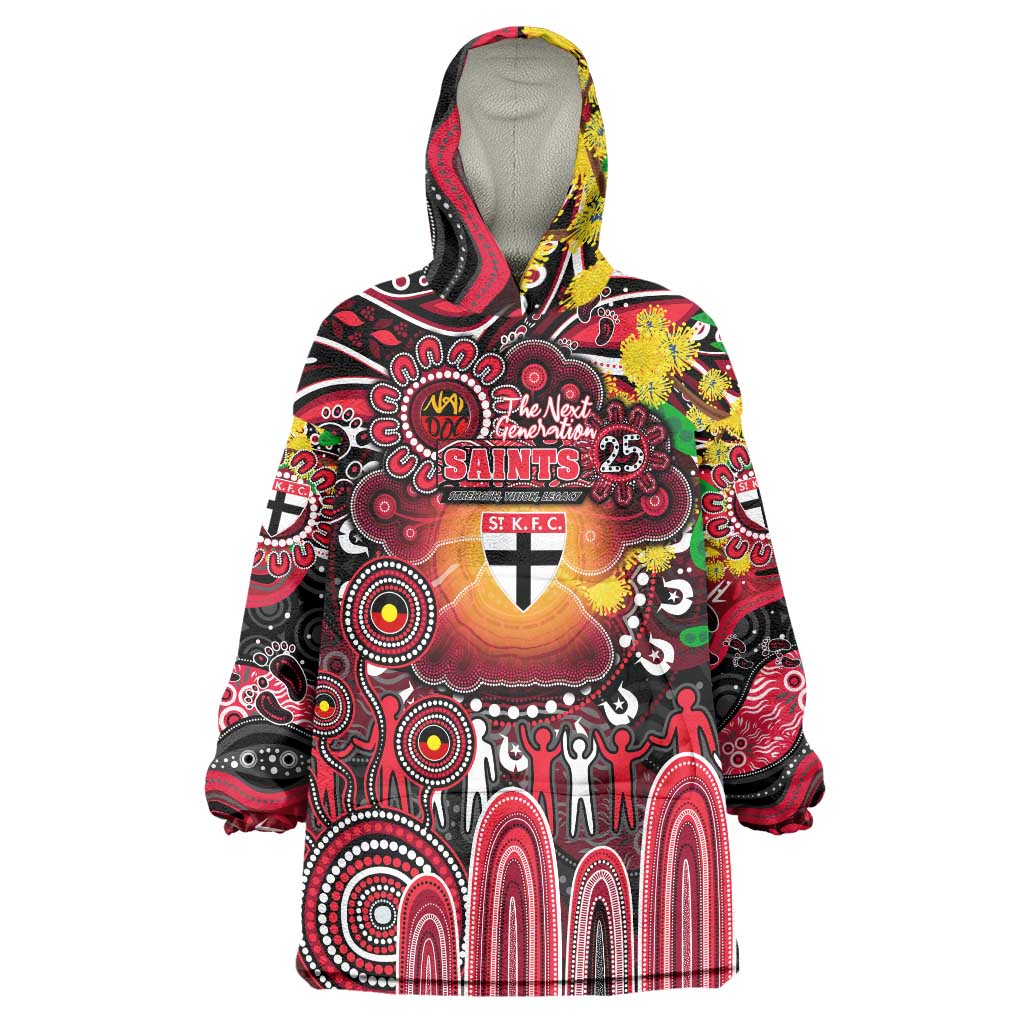 Personalised NAIDOC Week 2025 Saints Football Wearable Blanket Hoodie Aboriginal Dot Painting