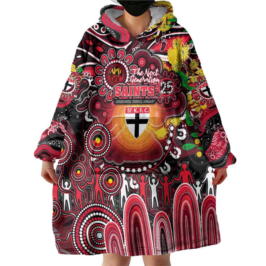 Personalised NAIDOC Week 2025 Saints Football Wearable Blanket Hoodie Aboriginal Dot Painting