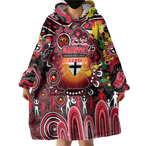 Personalised NAIDOC Week 2025 Saints Football Wearable Blanket Hoodie Aboriginal Dot Painting