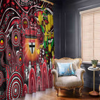 NAIDOC Week 2025 Saints Football Window Curtain Aboriginal Dot Painting