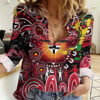 Personalised NAIDOC Week 2025 Saints Football Women Casual Shirt Aboriginal Dot Painting