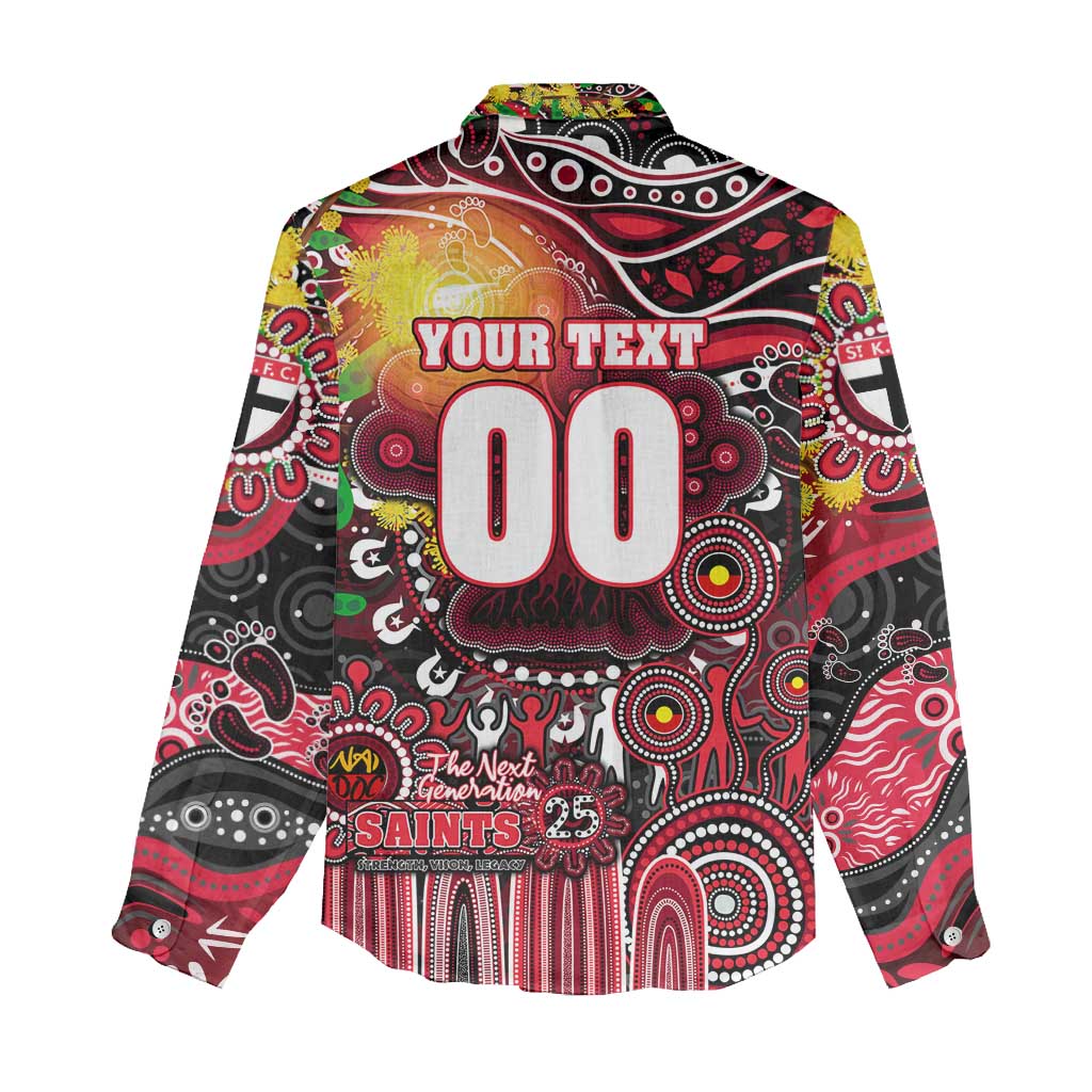Personalised NAIDOC Week 2025 Saints Football Women Casual Shirt Aboriginal Dot Painting