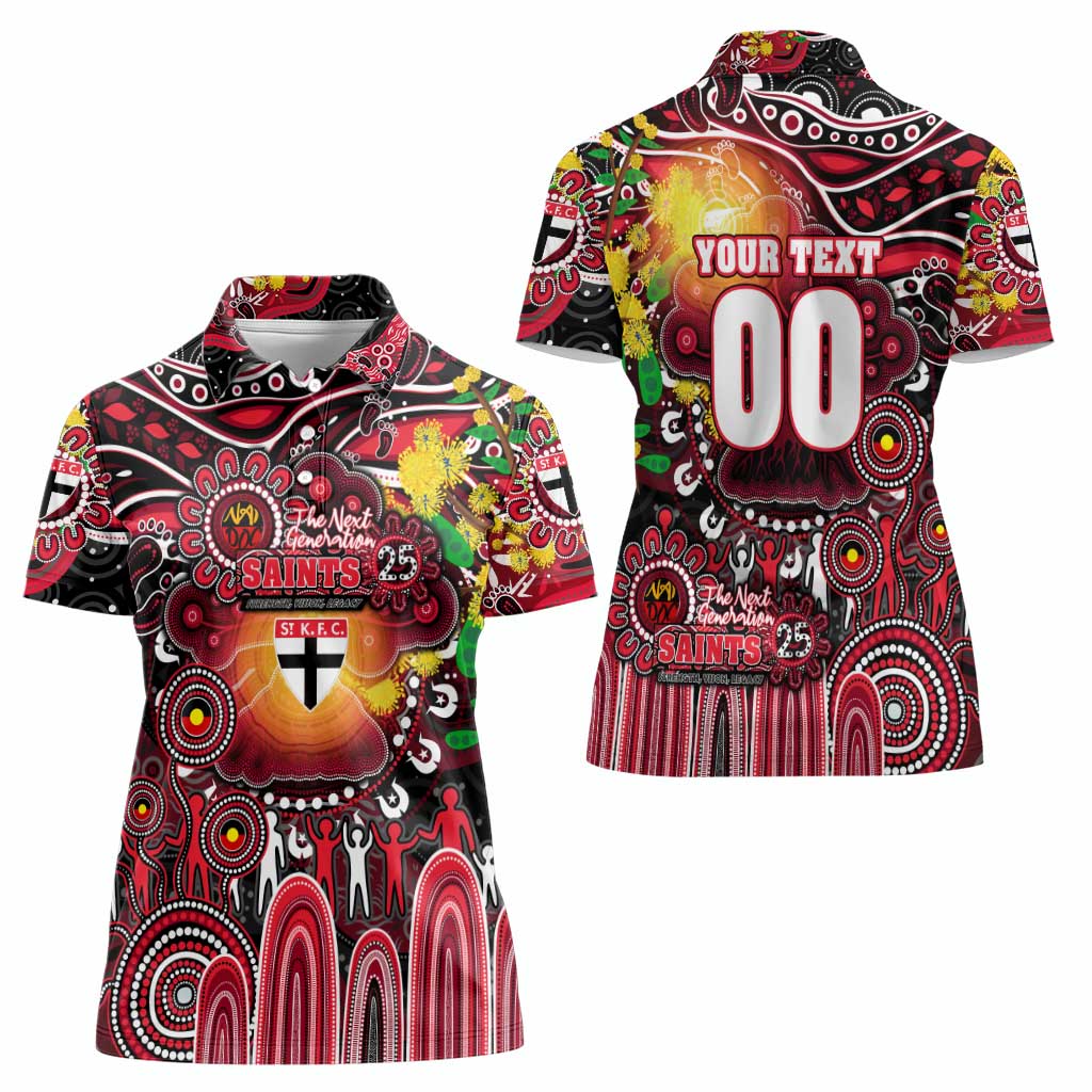 Personalised NAIDOC Week 2025 Saints Football Women Polo Shirt Aboriginal Dot Painting