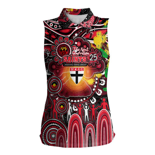 Personalised NAIDOC Week 2025 Saints Football Women Sleeveless Polo Shirt Aboriginal Dot Painting