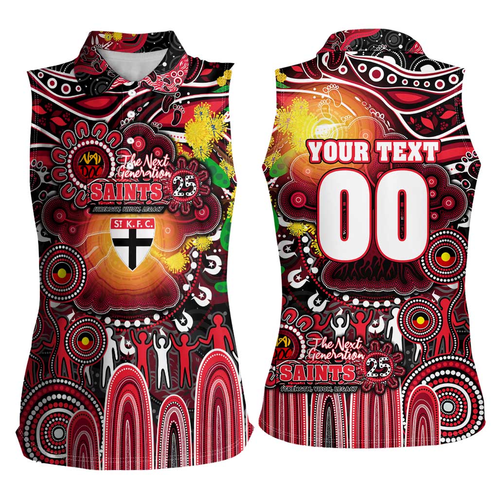 Personalised NAIDOC Week 2025 Saints Football Women Sleeveless Polo Shirt Aboriginal Dot Painting
