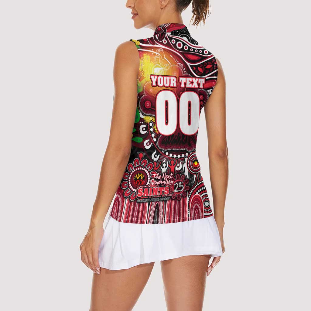 Personalised NAIDOC Week 2025 Saints Football Women Sleeveless Polo Shirt Aboriginal Dot Painting