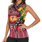 Personalised NAIDOC Week 2025 Saints Football Women Sleeveless Polo Shirt Aboriginal Dot Painting