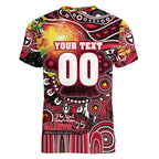 Personalised NAIDOC Week 2025 Saints Football Women V-Neck T-Shirt Aboriginal Dot Painting