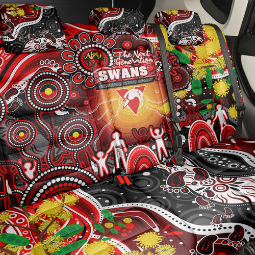 NAIDOC Week 2025 Swans Football Back Car Seat Cover Aboriginal Dot Painting