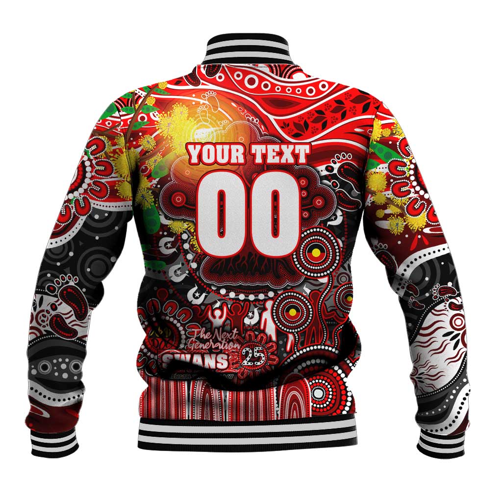Personalised NAIDOC Week 2025 Swans Football Baseball Jacket Aboriginal Dot Painting