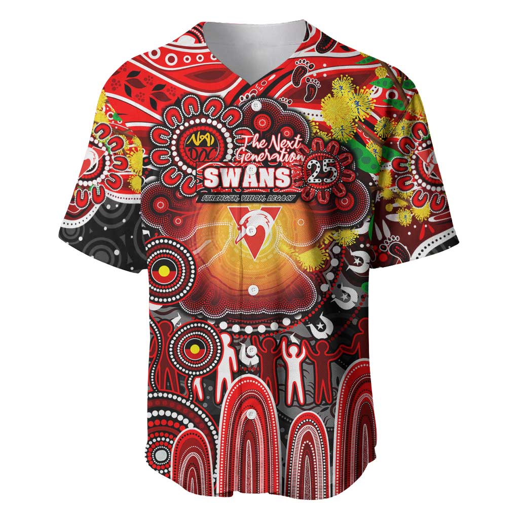 Personalised NAIDOC Week 2025 Swans Football Baseball Jersey Aboriginal Dot Painting