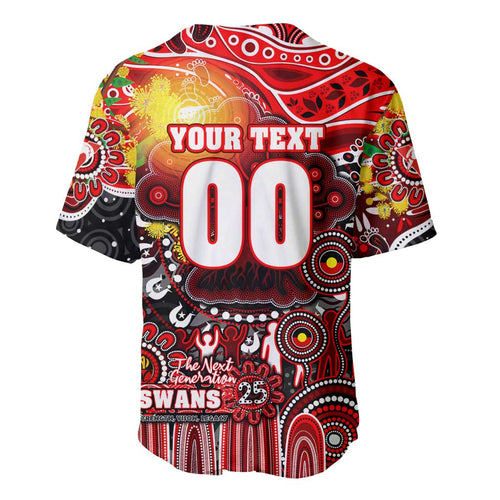 Personalised NAIDOC Week 2025 Swans Football Baseball Jersey Aboriginal Dot Painting