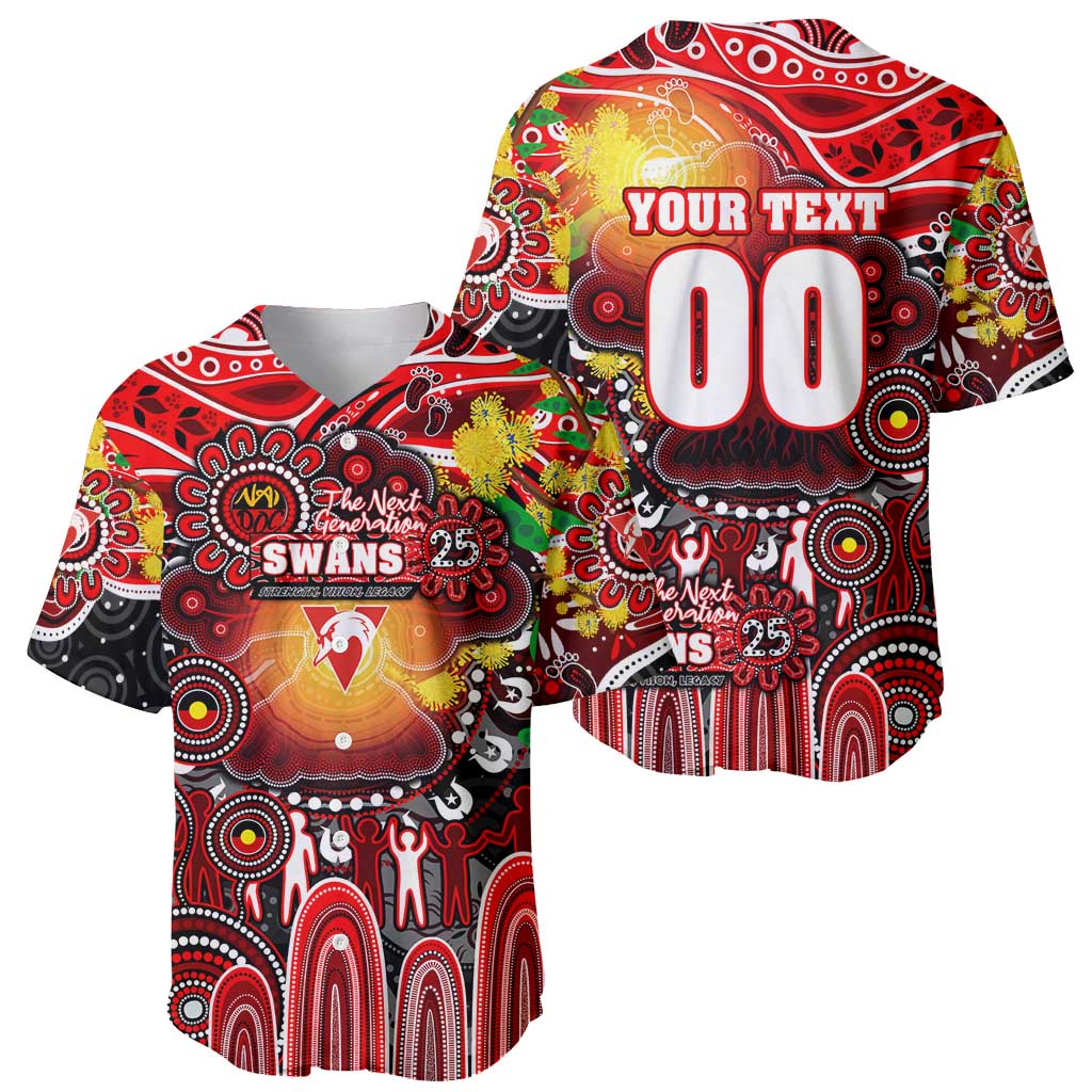 Personalised NAIDOC Week 2025 Swans Football Baseball Jersey Aboriginal Dot Painting