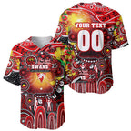 Personalised NAIDOC Week 2025 Swans Football Baseball Jersey Aboriginal Dot Painting