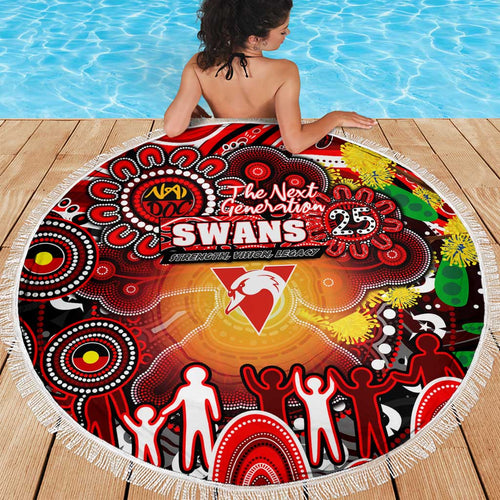 NAIDOC Week 2025 Swans Football Beach Blanket Aboriginal Dot Painting
