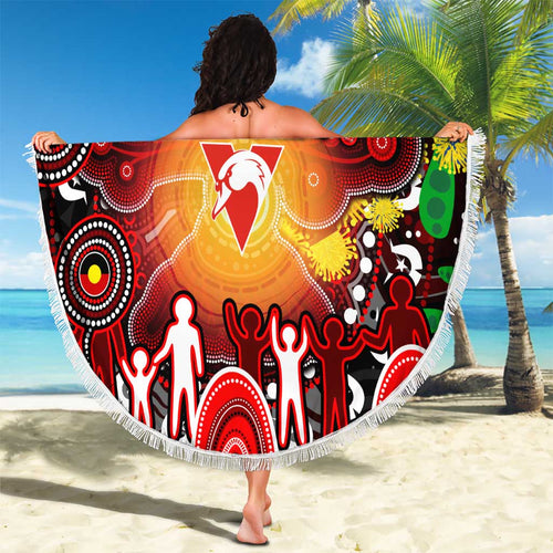 NAIDOC Week 2025 Swans Football Beach Blanket Aboriginal Dot Painting
