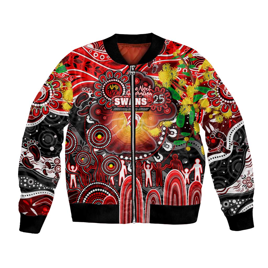 Personalised NAIDOC Week 2025 Swans Football Bomber Jacket Aboriginal Dot Painting