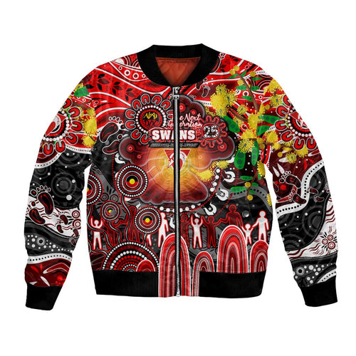 Personalised NAIDOC Week 2025 Swans Football Bomber Jacket Aboriginal Dot Painting