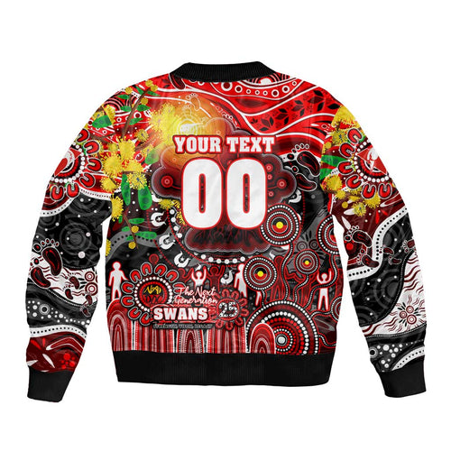 Personalised NAIDOC Week 2025 Swans Football Bomber Jacket Aboriginal Dot Painting