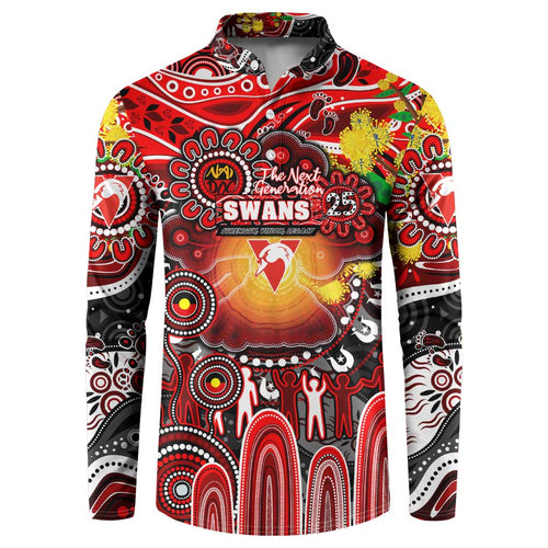 Personalised NAIDOC Week 2025 Swans Football Button Sweatshirt Aboriginal Dot Painting