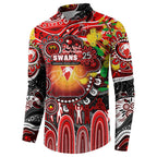 Personalised NAIDOC Week 2025 Swans Football Button Sweatshirt Aboriginal Dot Painting