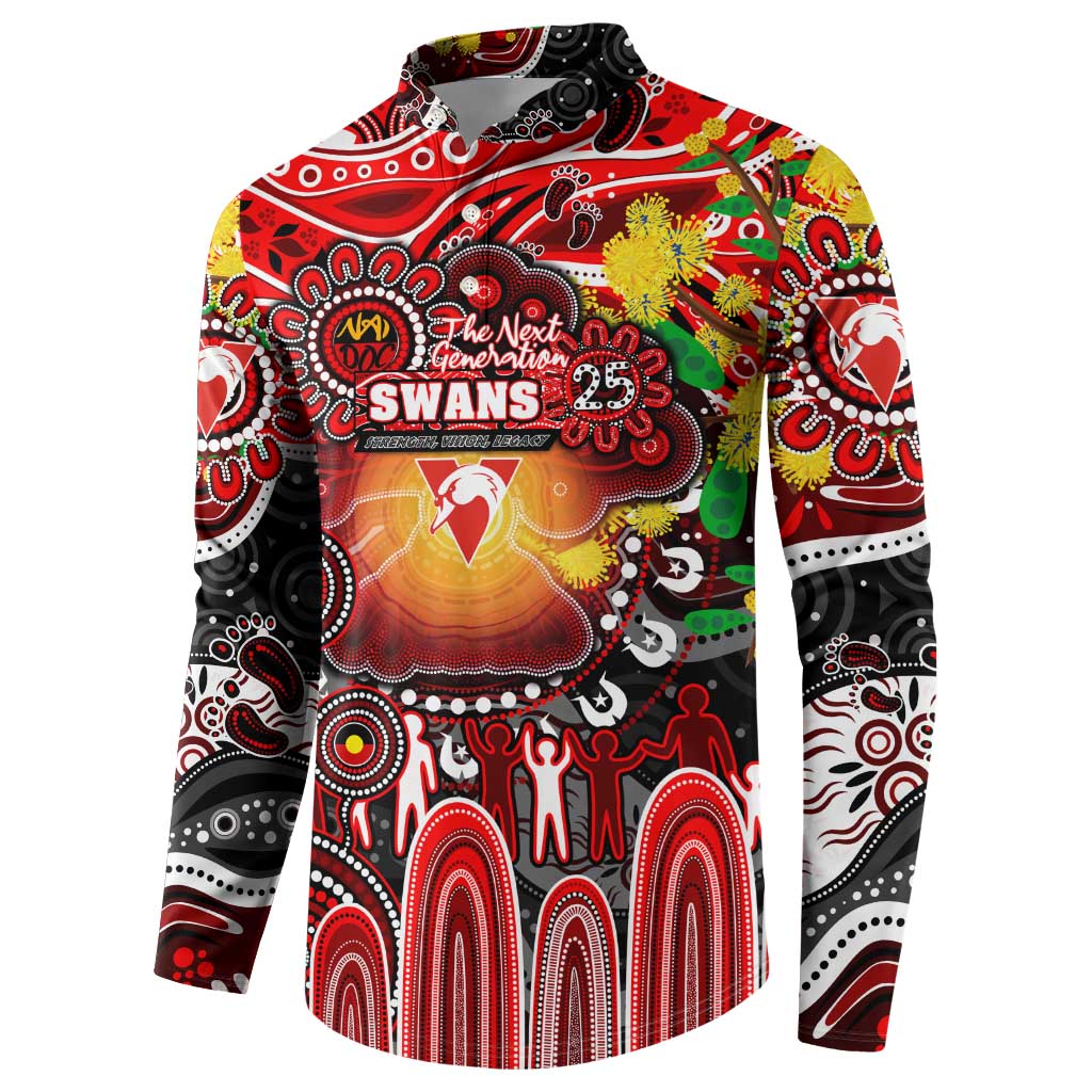 Personalised NAIDOC Week 2025 Swans Football Button Sweatshirt Aboriginal Dot Painting