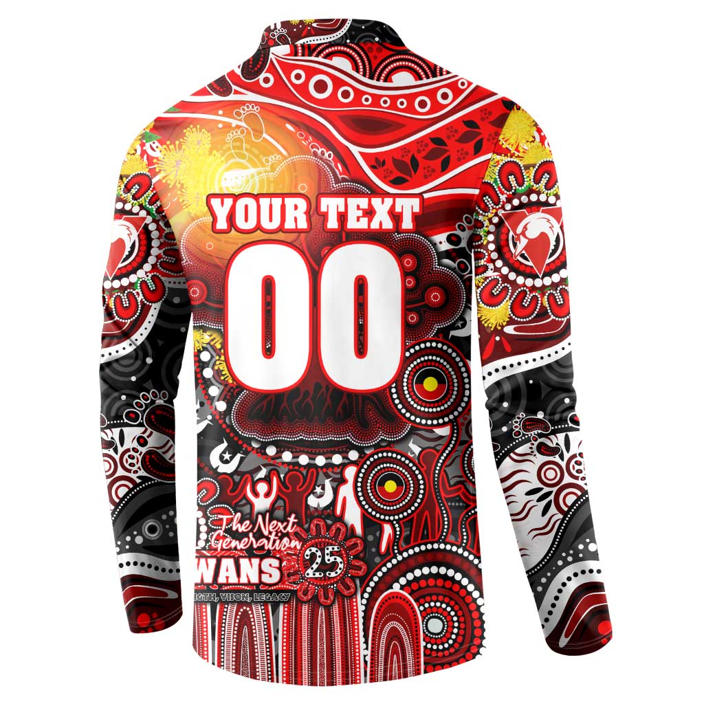 Personalised NAIDOC Week 2025 Swans Football Button Sweatshirt Aboriginal Dot Painting