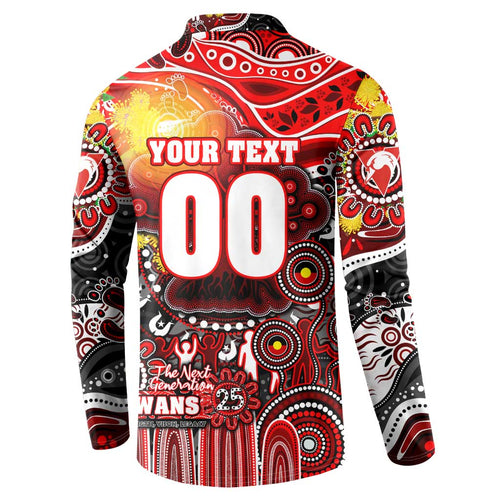 Personalised NAIDOC Week 2025 Swans Football Button Sweatshirt Aboriginal Dot Painting