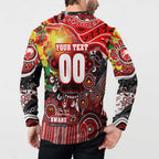 Personalised NAIDOC Week 2025 Swans Football Button Sweatshirt Aboriginal Dot Painting
