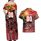 Personalised NAIDOC Week 2025 Swans Football Couples Matching Off Shoulder Maxi Dress and Hawaiian Shirt Aboriginal Dot Painting
