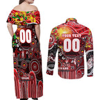 Personalised NAIDOC Week 2025 Swans Football Couples Matching Off Shoulder Maxi Dress and Long Sleeve Button Shirt Aboriginal Dot Painting