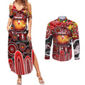 Personalised NAIDOC Week 2025 Swans Football Couples Matching Summer Maxi Dress and Long Sleeve Button Shirt Aboriginal Dot Painting