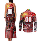 Personalised NAIDOC Week 2025 Swans Football Couples Matching Tank Maxi Dress and Long Sleeve Button Shirt Aboriginal Dot Painting