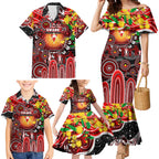 Personalised NAIDOC Week 2025 Swans Football Family Matching Mermaid Dress and Hawaiian Shirt Aboriginal Dot Painting
