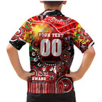 Personalised NAIDOC Week 2025 Swans Football Family Matching Mermaid Dress and Hawaiian Shirt Aboriginal Dot Painting