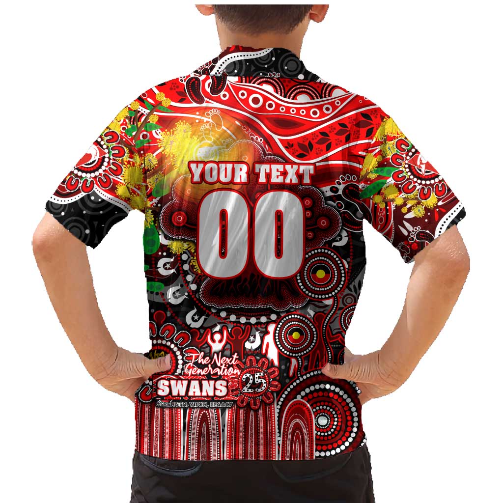Personalised NAIDOC Week 2025 Swans Football Family Matching Mermaid Dress and Hawaiian Shirt Aboriginal Dot Painting