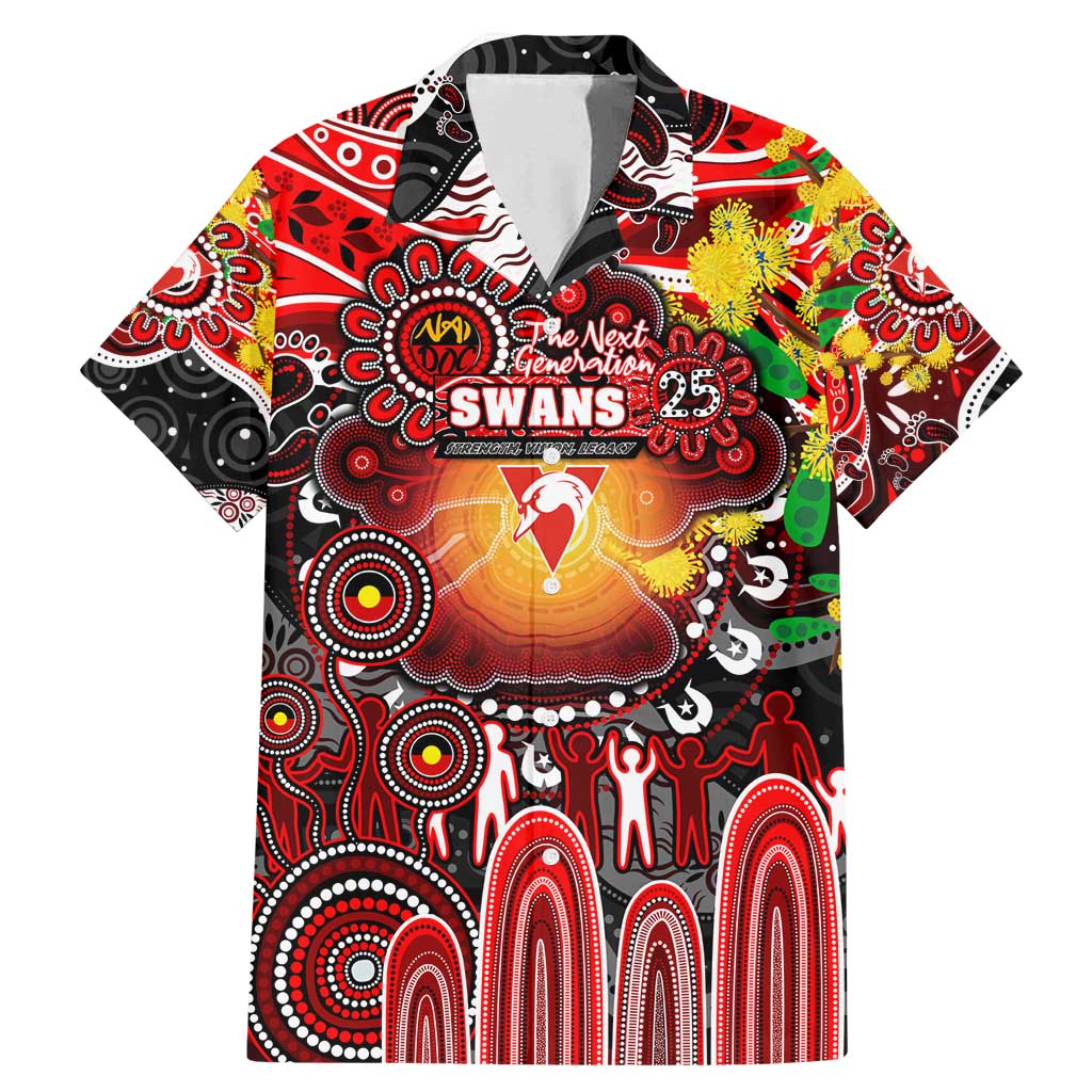 Personalised NAIDOC Week 2025 Swans Football Family Matching Mermaid Dress and Hawaiian Shirt Aboriginal Dot Painting