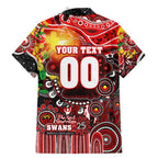 Personalised NAIDOC Week 2025 Swans Football Family Matching Mermaid Dress and Hawaiian Shirt Aboriginal Dot Painting