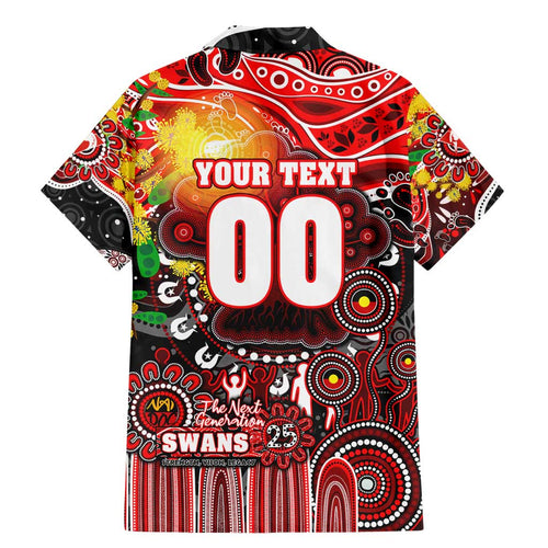 Personalised NAIDOC Week 2025 Swans Football Family Matching Mermaid Dress and Hawaiian Shirt Aboriginal Dot Painting