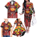 Personalised NAIDOC Week 2025 Swans Football Family Matching Off The Shoulder Long Sleeve Dress and Hawaiian Shirt Aboriginal Dot Painting