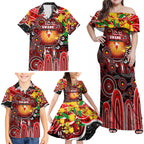 Personalised NAIDOC Week 2025 Swans Football Family Matching Off Shoulder Maxi Dress and Hawaiian Shirt Aboriginal Dot Painting