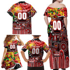 Personalised NAIDOC Week 2025 Swans Football Family Matching Off Shoulder Maxi Dress and Hawaiian Shirt Aboriginal Dot Painting