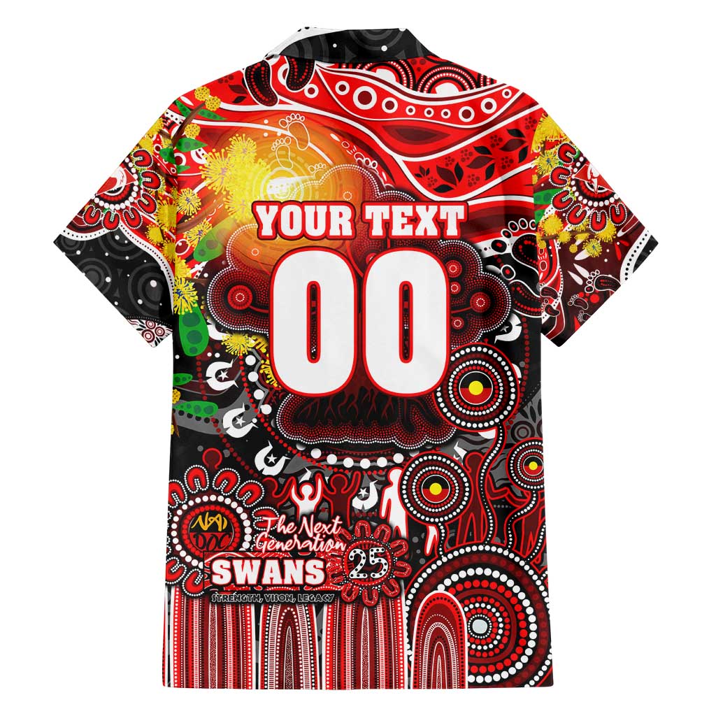 Personalised NAIDOC Week 2025 Swans Football Family Matching Off Shoulder Maxi Dress and Hawaiian Shirt Aboriginal Dot Painting