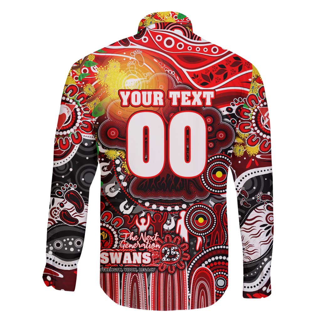 Personalised NAIDOC Week 2025 Swans Football Family Matching Off Shoulder Maxi Dress and Hawaiian Shirt Aboriginal Dot Painting