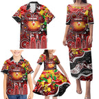 Personalised NAIDOC Week 2025 Swans Football Family Matching Puletasi and Hawaiian Shirt Aboriginal Dot Painting