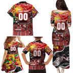 Personalised NAIDOC Week 2025 Swans Football Family Matching Puletasi and Hawaiian Shirt Aboriginal Dot Painting